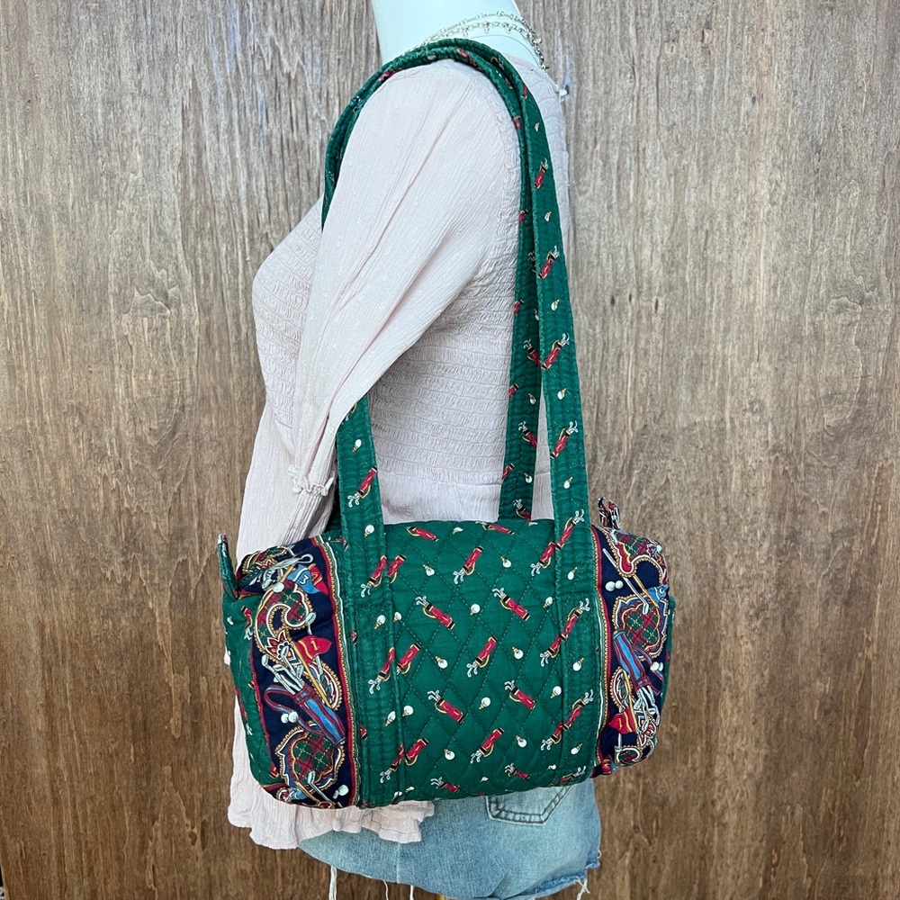 Vera Bradley Green Quilted Y2K Shoulder Bag with Golf Themed Pattern